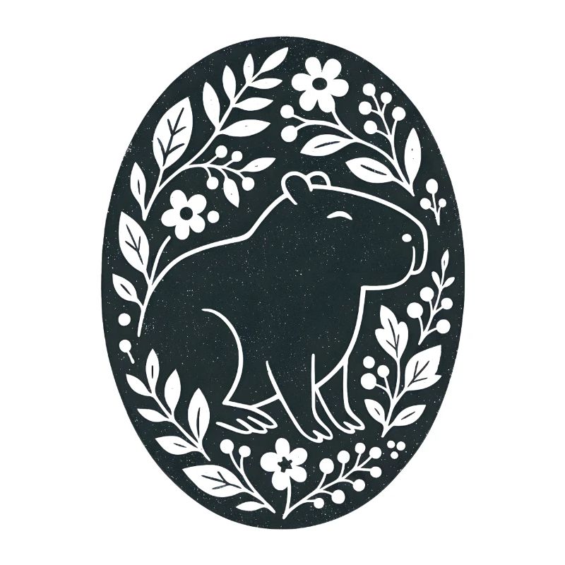 Capybara | Art populaire de la forêt de fleurs