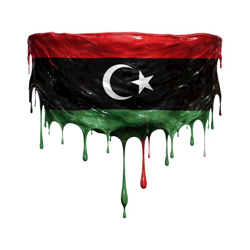Conception de la chute du drapeau libyen