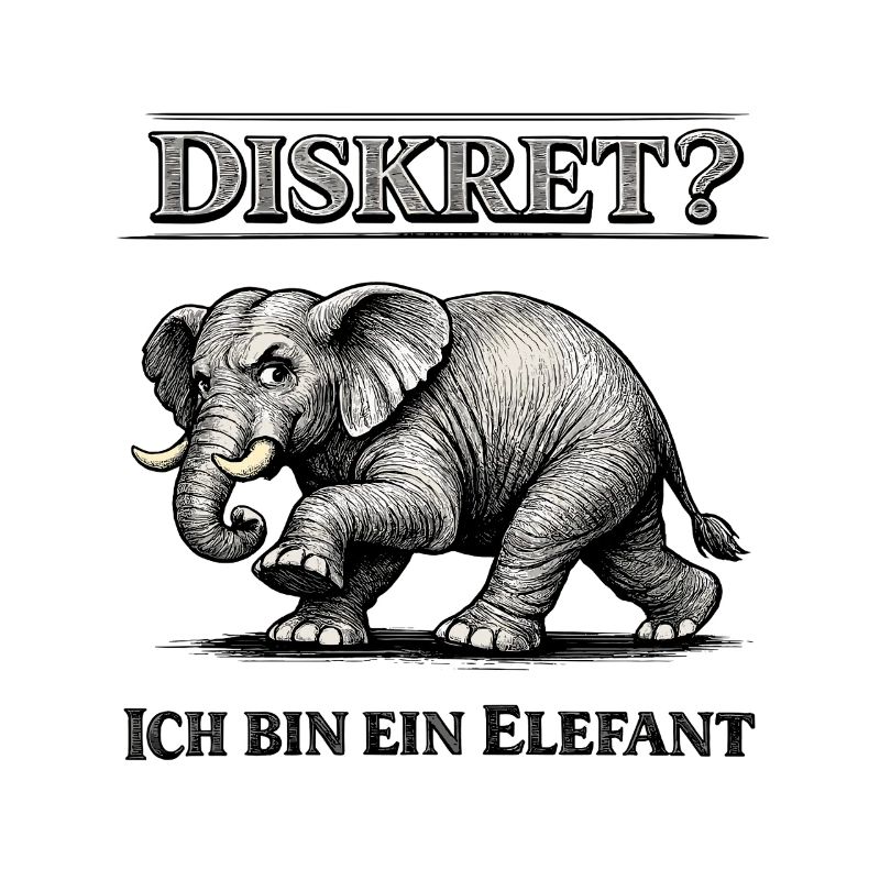 Diskret? Ich bin ein Elefant Humor Spruch