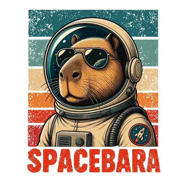 Spacebara Capybara Astronaut Space Retro