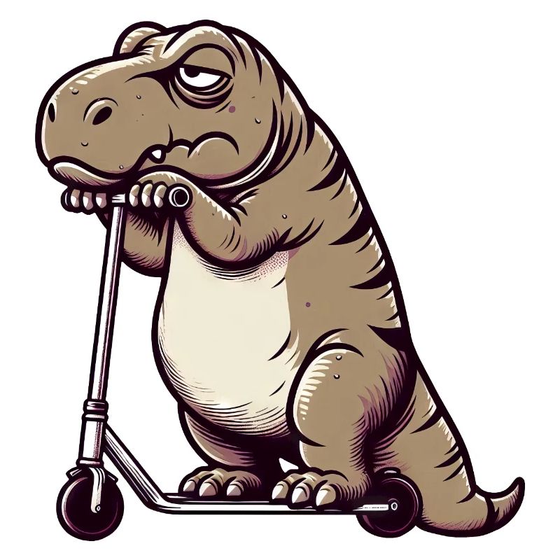 Grumpy Dino T-Rex on Scooter Comic