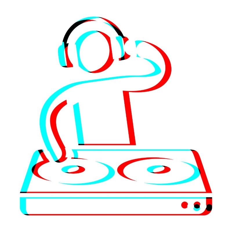 Techno Dj 3d Electro Red Blue tik tok edm blanc