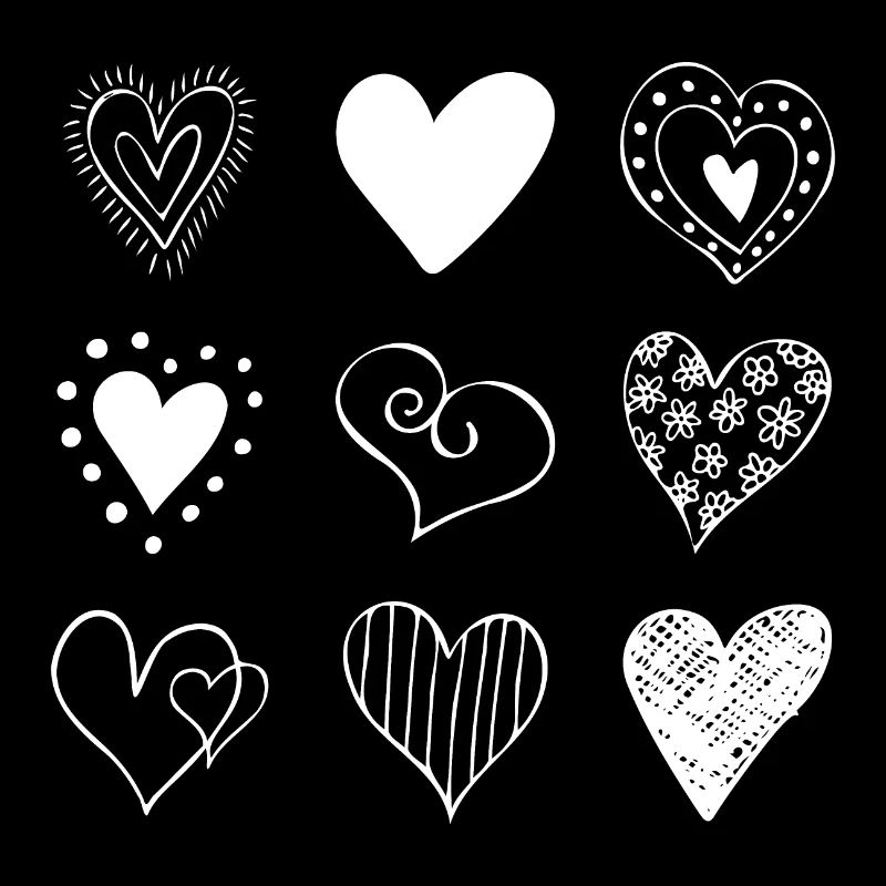 Hand drawn 9 Heart Square