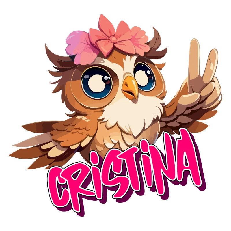 CRISTINA - Schöner Mädchen Name mit süßer EULE