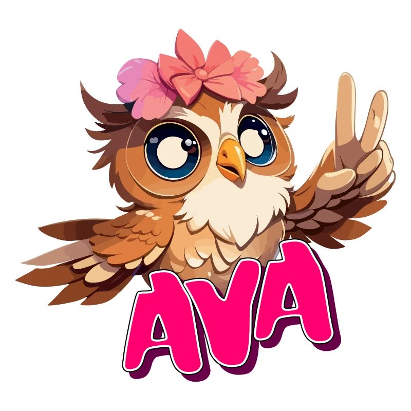 AVA - Schöner Mädchen Name mit süßer EULE