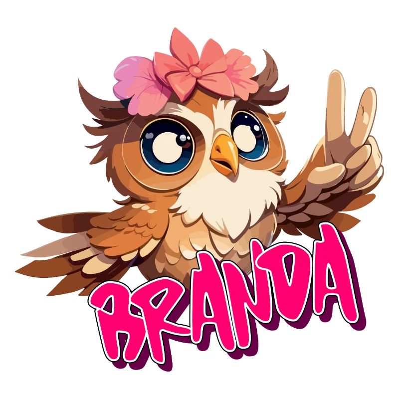 BRANDA - Schöner Mädchen Name mit süßer EULE