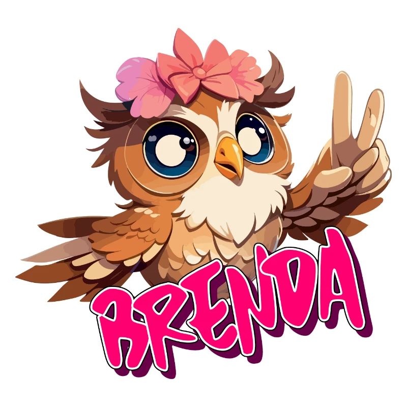 BRENDA - Schöner Mädchen Name mit süßer EULE