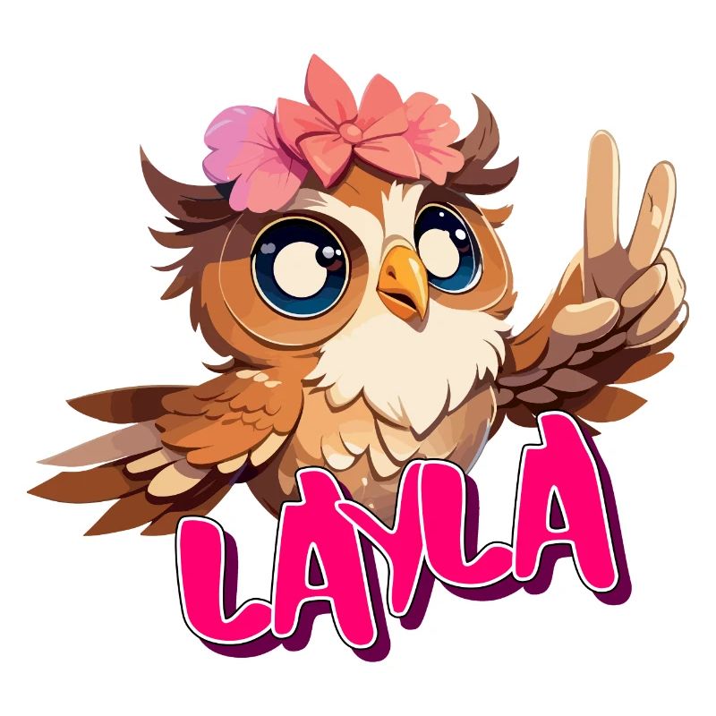 LAYLA - Schöner Mädchen Name mit süßer EULE