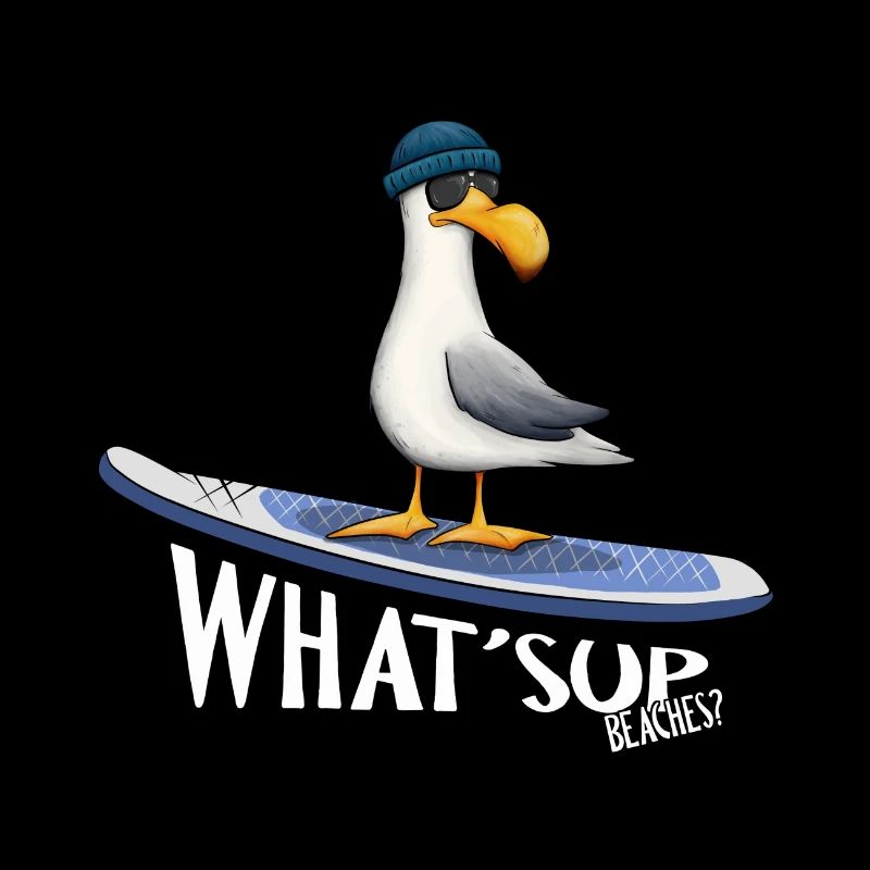 WHAT SUP Beaches Nordsee Ostsee Surfer Möwe
