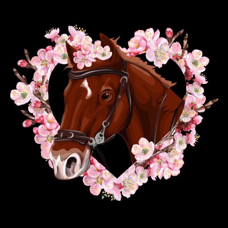 Cheval mignon avec coeur de fleur