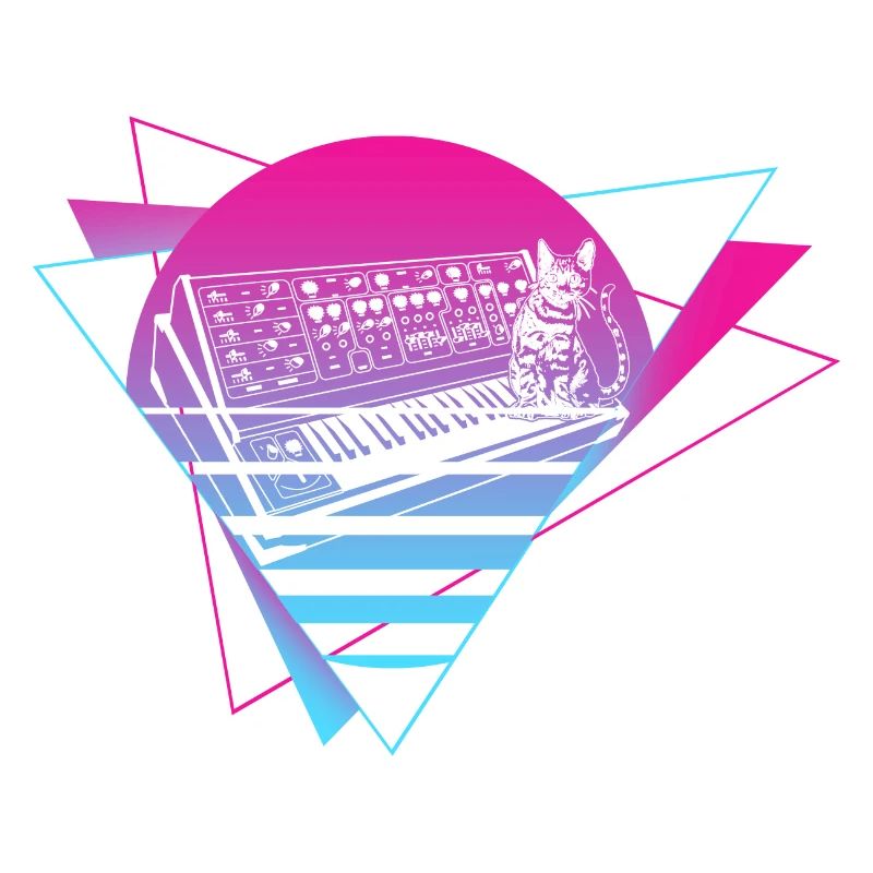 Modularer Synthesizer Analog Vaporwave Techno Cat