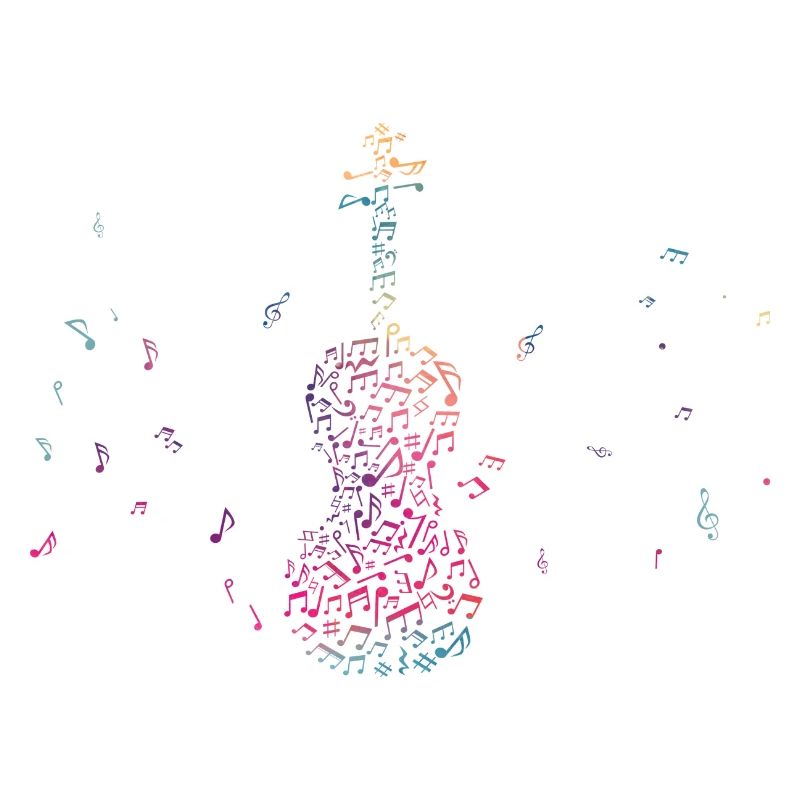Colourful violin Musical notes String instrument