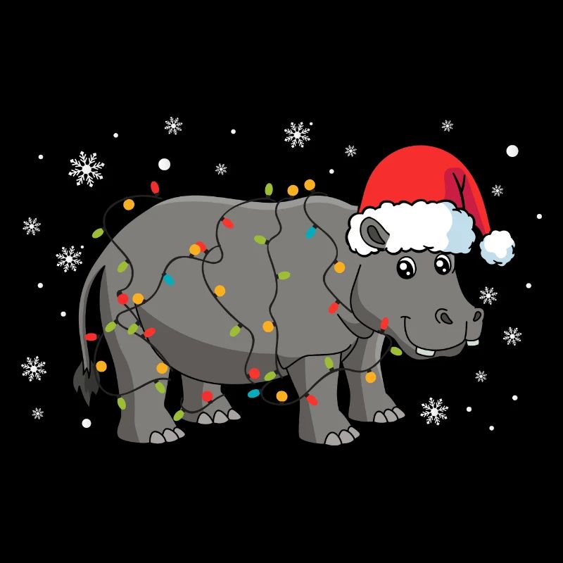 Hippopotame avec bonnet de Père Noël