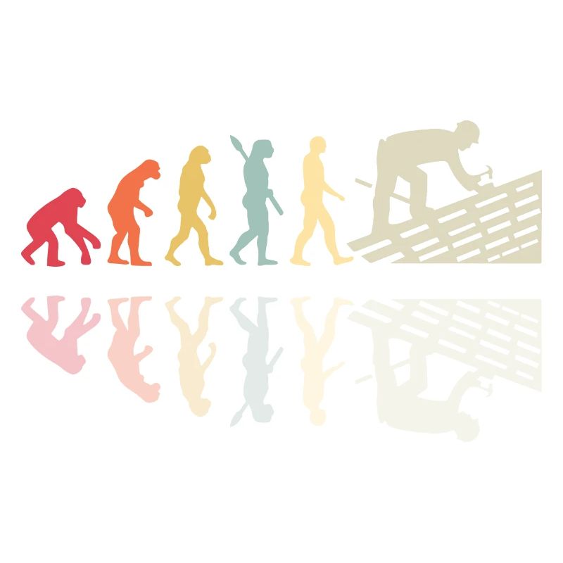 Roofer Human Evolution Retro Vintage Construction