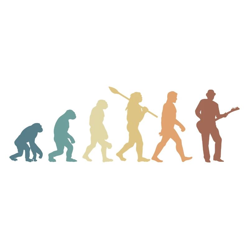 Human Evolution Guitar Band Retro Vintage