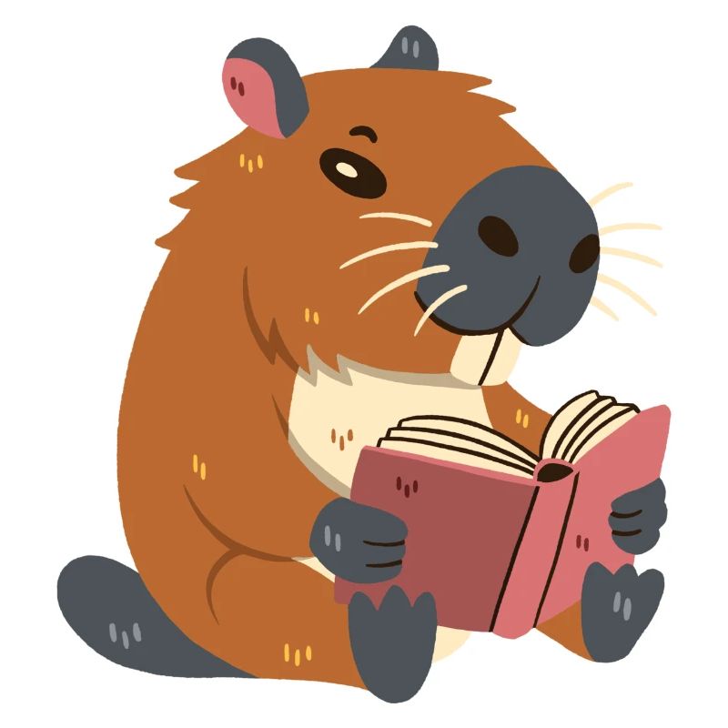 Capybara liest ein Buch