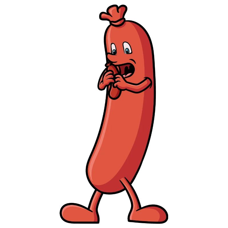 Sausage that eats a sausage - Funny drawing