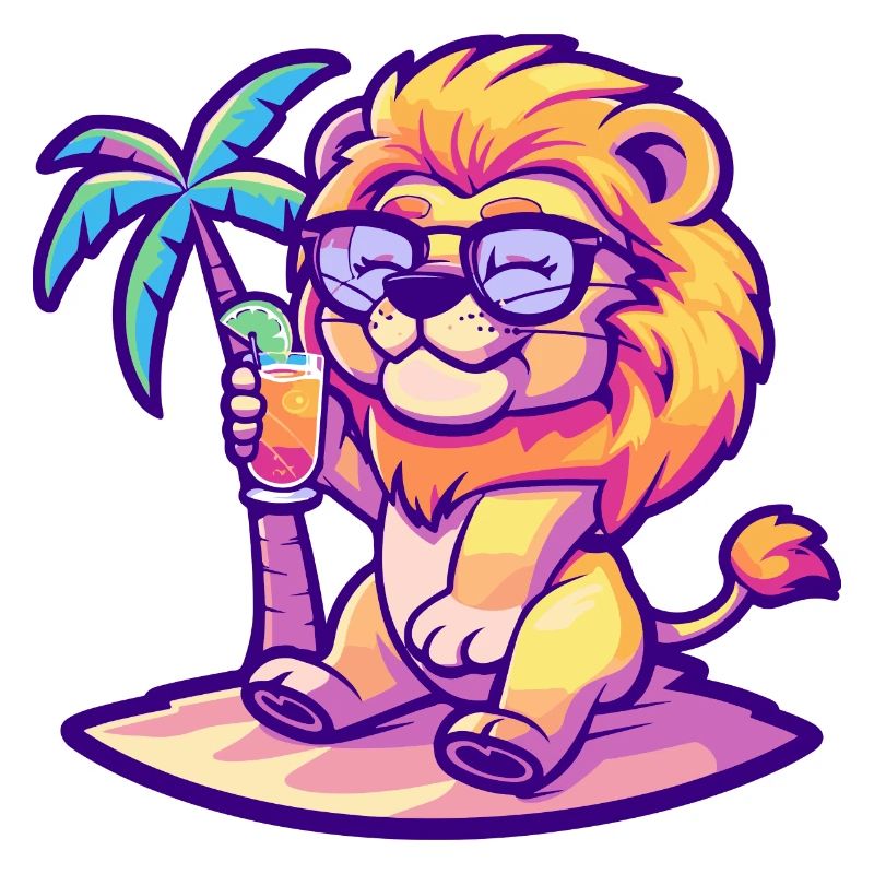 Bande dessinée Lion Summer Beach
