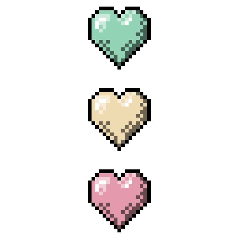 Retro Pixel Art Hearts Stack