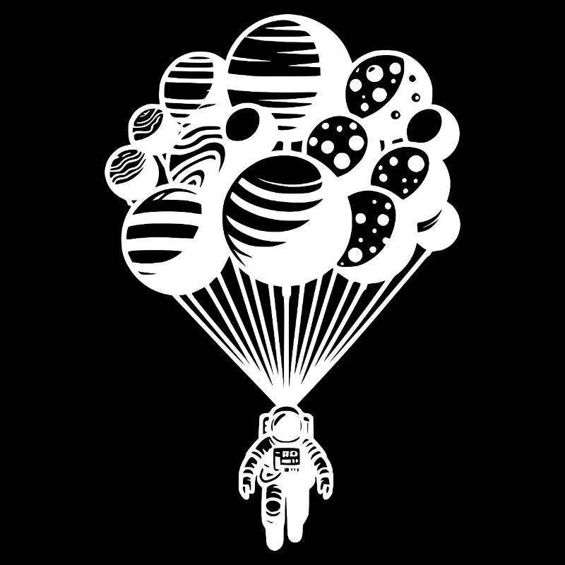 Astronaut im Kosmos mit schwebenden Planeten