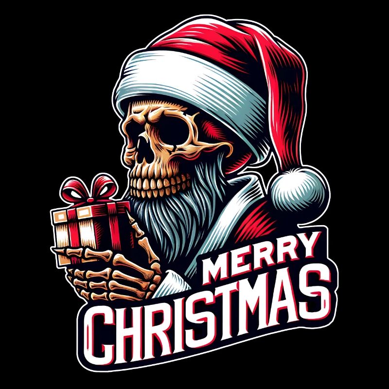 Crâne de Père Noël effrayant avec colis