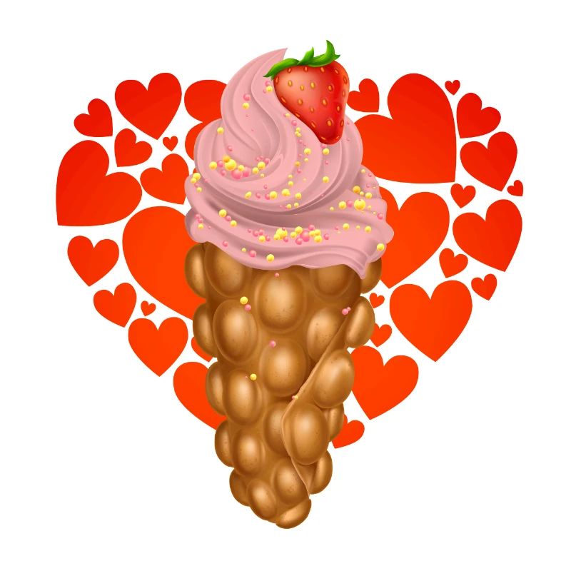 Bubblewaffel Eiscreme Sommer Lecker