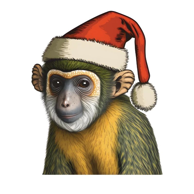 Skull monkey with Christmas hat Monkey Christmas