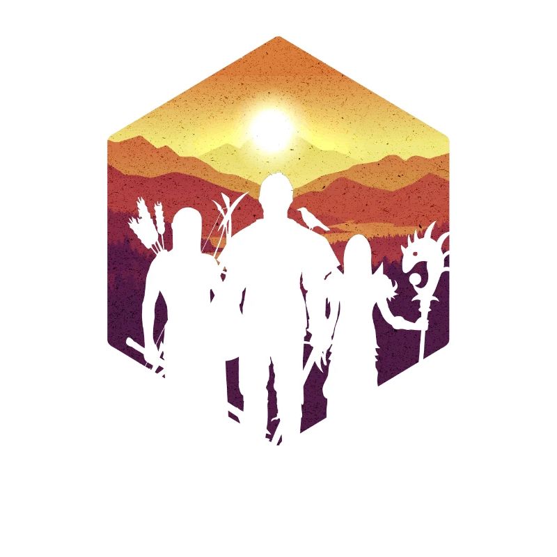 Cool fantasy D20 dice groups silhouette RPG