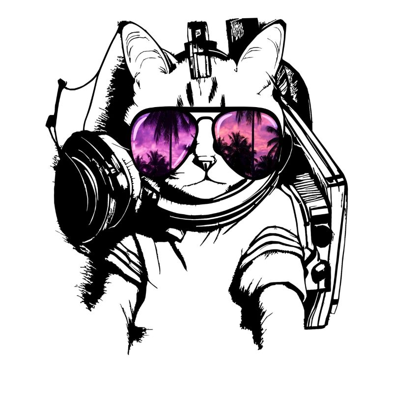 chat cool chaton DJ avecsunglassessunglasses