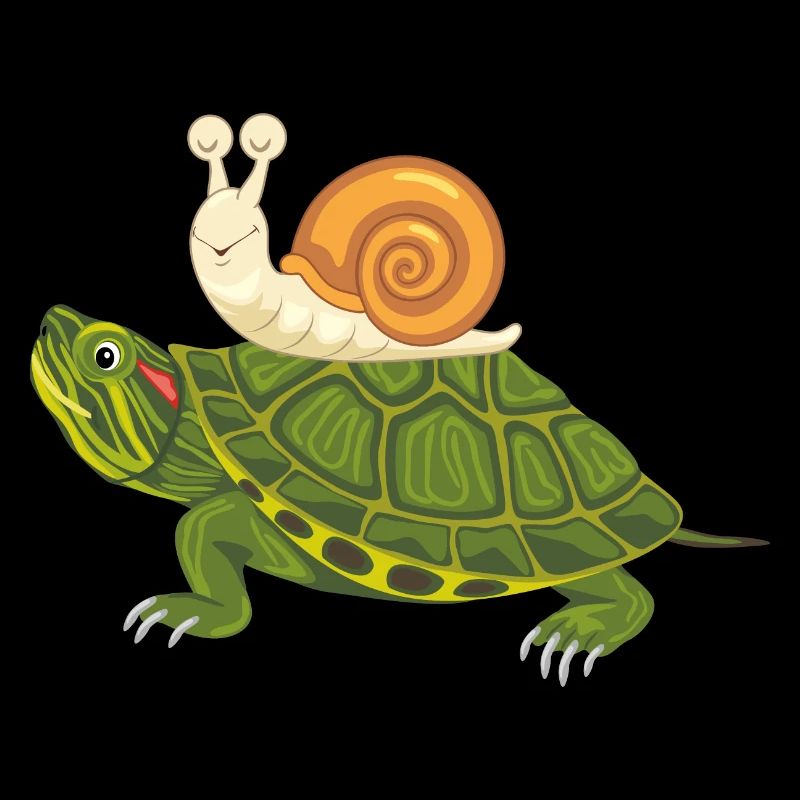 Funny happy turtle and snail