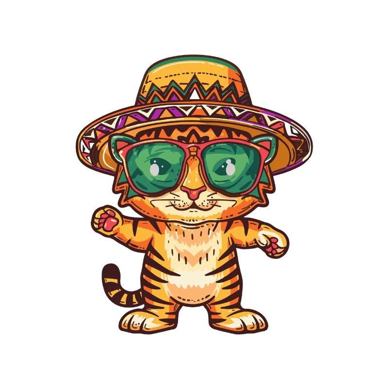 Tiger Comic Funny Sombrero