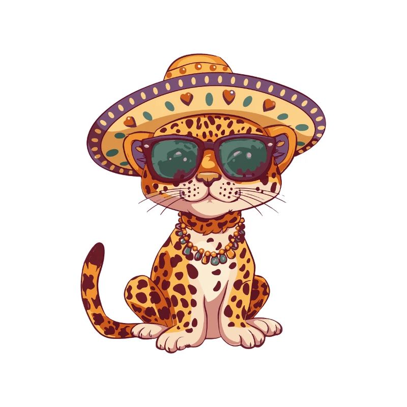 Leopard Comic Lustig Sombrero