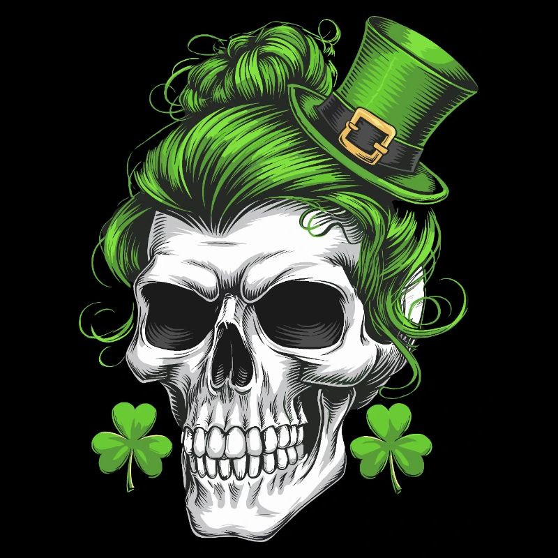 crâne de la Saint-Patrick avec des cheveux verts