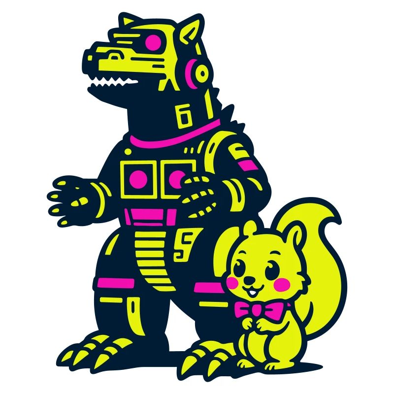 Mecha Drache mit Eichhörnchen