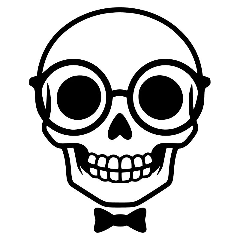Nerd skull with glasses & bow tie