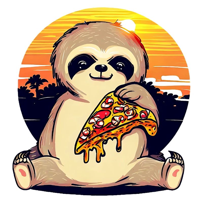 Pizza sloth in the sunset