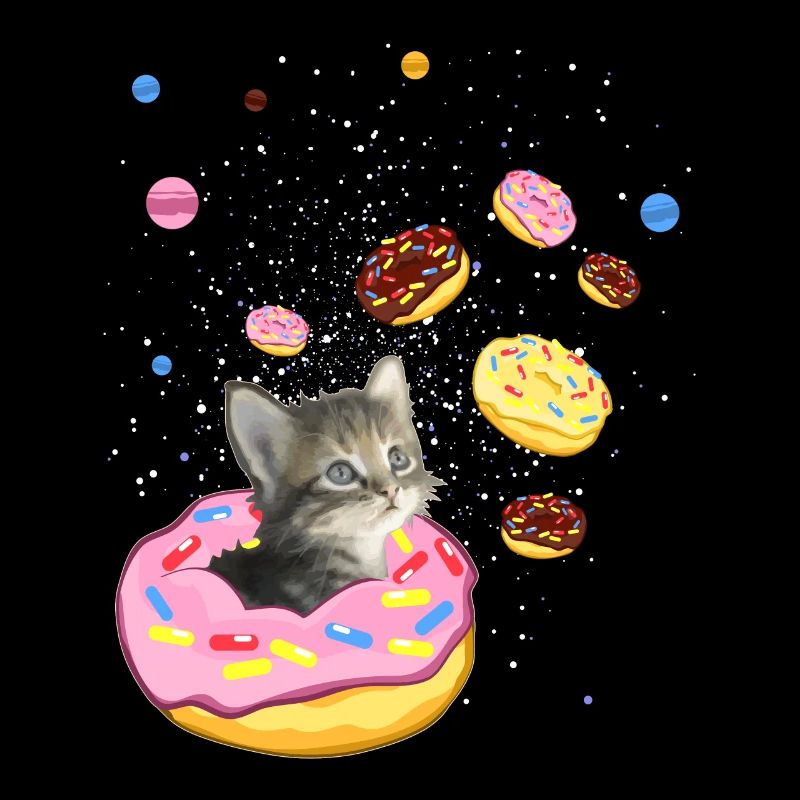 Chat mignon à l'intérieur de Donut dans l'espace