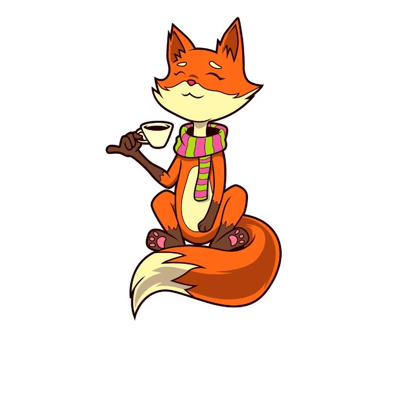 Fox drinks coffee - coffee drinker