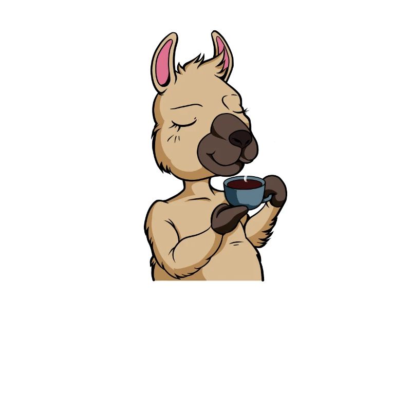 Lama drinks coffee - coffee drinker