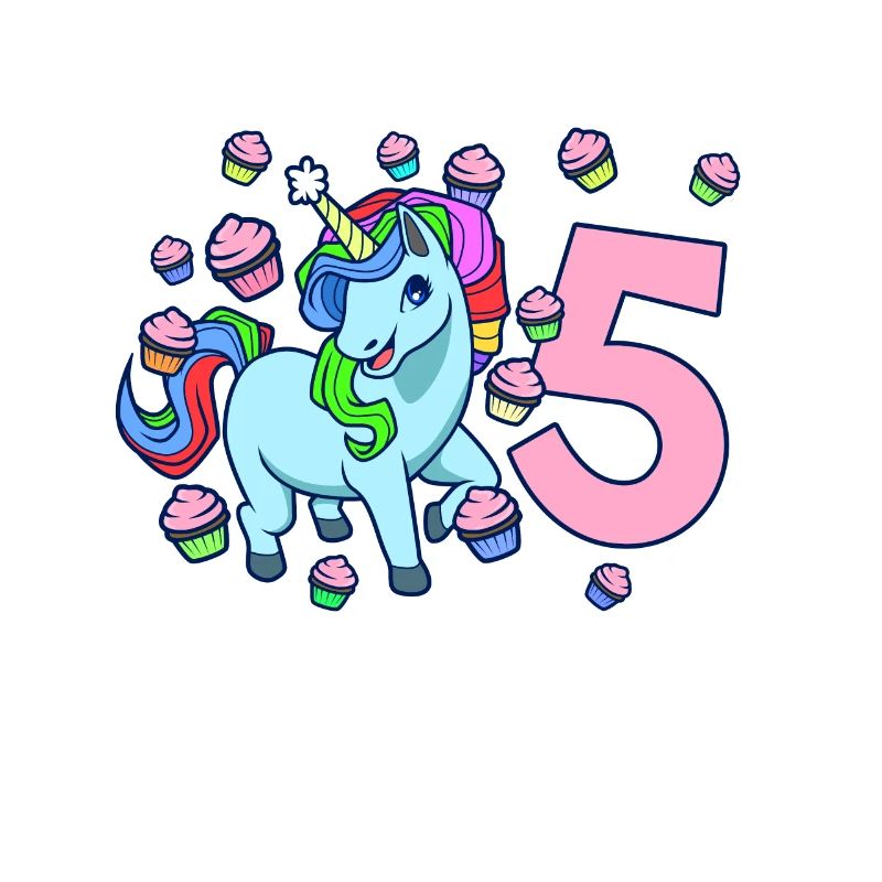 Mit Einhorn - Mädchen Geburtstag 5 Jahre