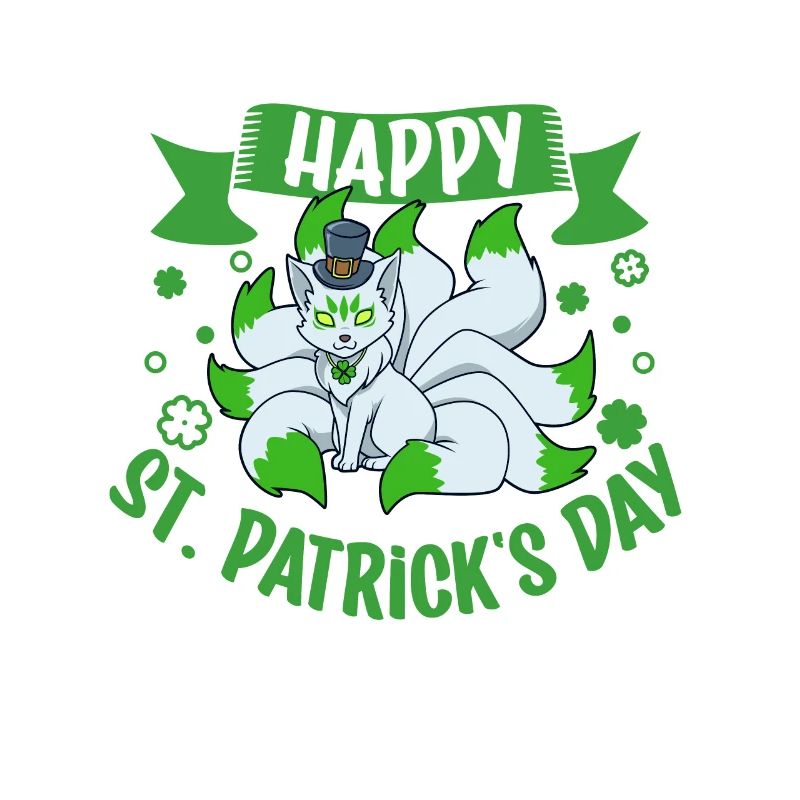 St Patricks Kitsune - Happy St Patricks Day