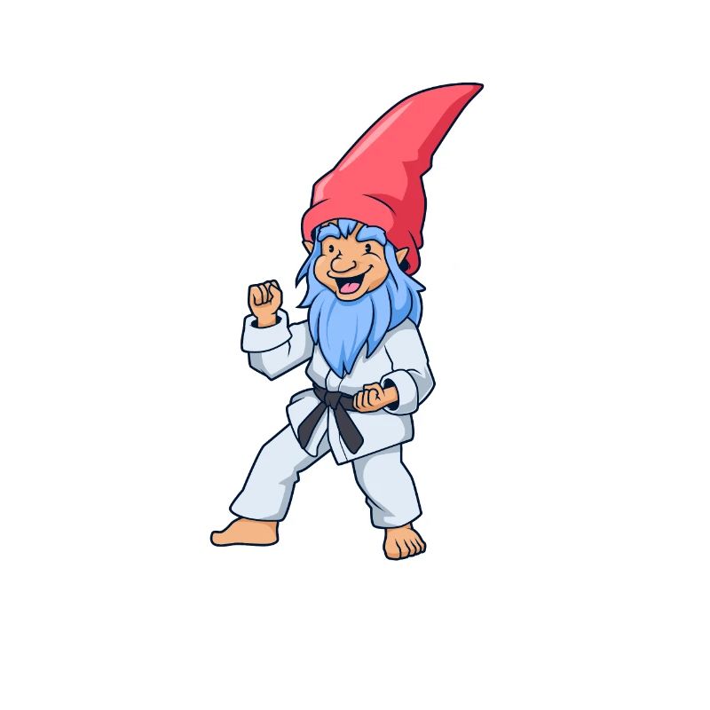 Comic garden gnome makes judo