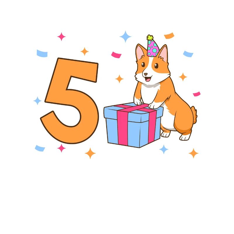Mit Corgi - Mädchen Geburtstag 5 Jahre