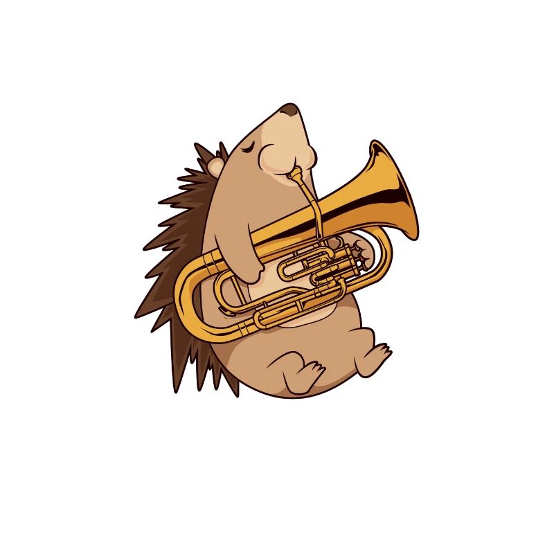 Hérisson de dessin animé jouant de l’euphonium