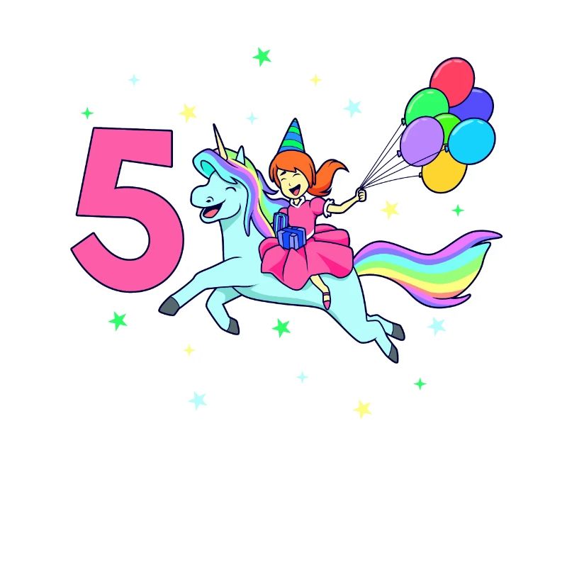 Mit Einhorn - Mädchen Geburtstag 5 Jahre