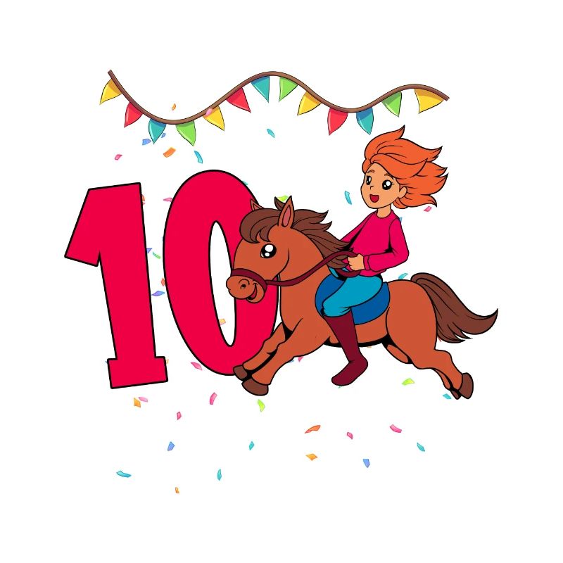 Mit Pferd - Mädchen Geburtstag 10 Jahre