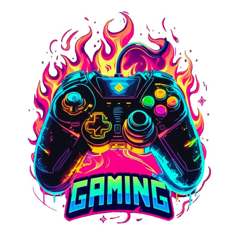Gaming Controller Flames Art