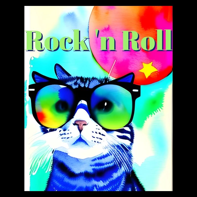 Rock n Roll Cat Face avec lunettes de soleil - Cat
