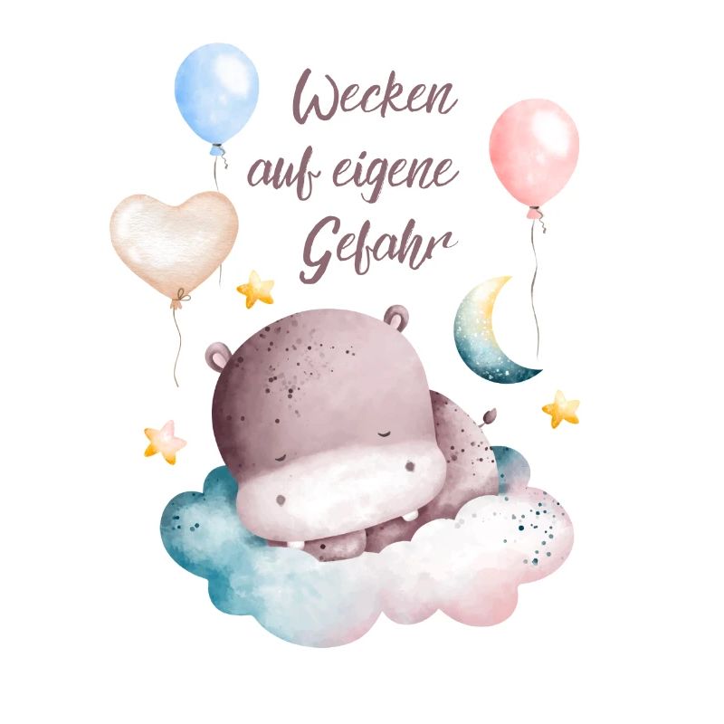 Bébé hippopotame aquarelle réveillez-vous à vos risques et périls