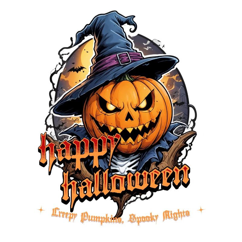 Halloween Pumpkin Witch Hat Midnight